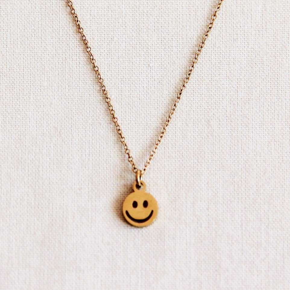 Stainless steel fine chain with smiley - gold – otherkids