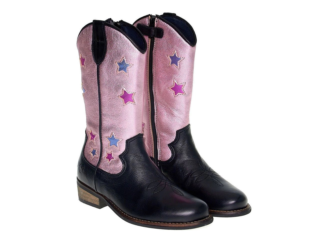 LMDI Oregon Fantasy Western Boots Metallic Pink Black otherkids